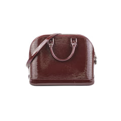 Louis Vuitton Paris LV Alma Burgundy Epi Patent Leather Bag PM