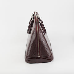 Louis Vuitton Paris LV Alma Burgundy Epi Patent Leather Bag PM