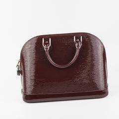 Louis Vuitton Paris LV Alma Burgundy Epi Patent Leather Bag PM