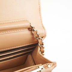 Chanel Lambskin Beige Wallet On Chain WOC
