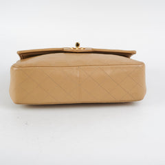 Chanel Vintage Square Double Flap Beige Lambskin - Series 1