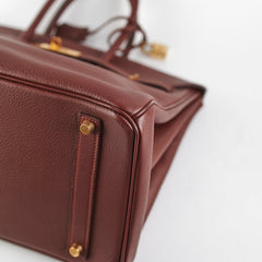 Hermes Birkin 35 Fjord Dark Brown Stamp A Square