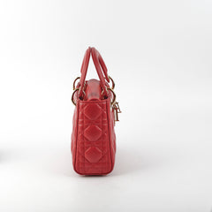 Christian Dior Lady Dior Mini Lambskin Red