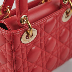Christian Dior Lady Dior Mini Lambskin Red
