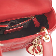 Christian Dior Lady Dior Mini Lambskin Red