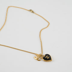 Chanel CC Heart Enamel Gold Tone Necklace