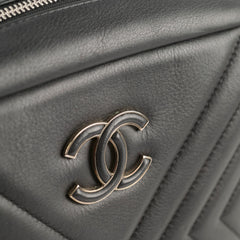 Chanel Diagonal Chevron Quilted Tassel Camera Bag Black