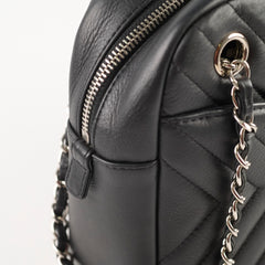 Chanel Diagonal Chevron Quilted Tassel Camera Bag Black