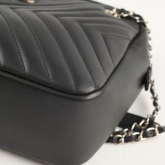 Chanel Diagonal Chevron Quilted Tassel Camera Bag Black