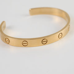 Cartier Love Bracelet Cuff Yellow Gold Size 17 CRB6032417