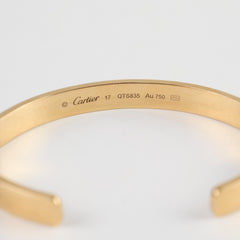 Cartier Love Bracelet Cuff Yellow Gold Size 17 CRB6032417