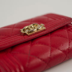 Chanel Boy Card Holder Caviar Red