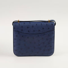 Hermes 18 Constance Bleu Saphir Ostrich Z Stamp