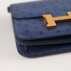 Hermes 18 Constance Bleu Saphir Ostrich Z Stamp