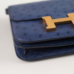 Hermes 18 Constance Bleu Saphir Ostrich Z Stamp