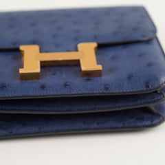 Hermes 18 Constance Bleu Saphir Ostrich Z Stamp