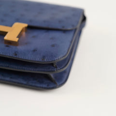 Hermes 18 Constance Bleu Saphir Ostrich Z Stamp