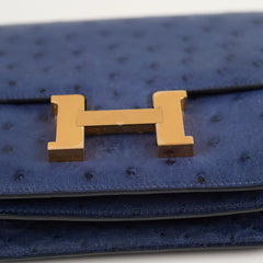 Hermes 18 Constance Bleu Saphir Ostrich Z Stamp
