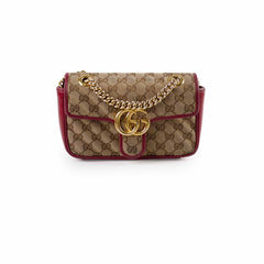 Gucci Small Marmont Beige/Burgundy