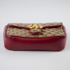 Gucci Small Marmont Beige/Burgundy