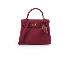 Hermes Kelly 25 Togo Rouge Grenat C Stamp 2018