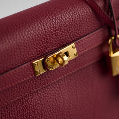 Hermes Kelly 25 Togo Rouge Grenat C Stamp 2018