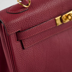 Hermes Kelly 25 Togo Rouge Grenat C Stamp 2018