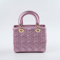 Dior Small Lady Dior Bag Pink Silk Crystals