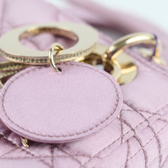 Dior Small Lady Dior Bag Pink Silk Crystals
