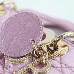 Dior Small Lady Dior Bag Pink Silk Crystals