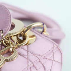 Dior Small Lady Dior Bag Pink Silk Crystals