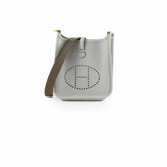 Hermes Mini Evelyn Bleu Pale/Gris Etain Clemence B Stamp 2023