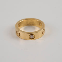 Cartier Love Ring Classic Yellow Gold 3 Diamonds Size 53