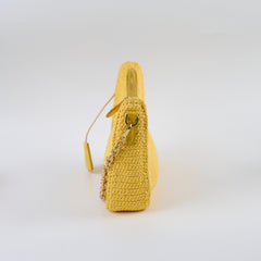 Prada Re-edition Raffia Cross Body Bag Yellow