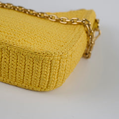 Prada Re-edition Raffia Cross Body Bag Yellow
