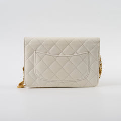 Chanel Caviar Wallet On Chain WOC White/Cream Microchip
