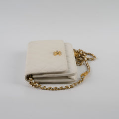 Chanel Caviar Wallet On Chain WOC White/Cream Microchip