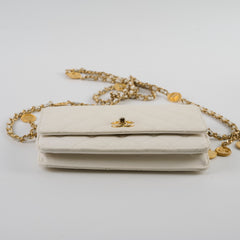 Chanel Caviar Wallet On Chain WOC White/Cream Microchip