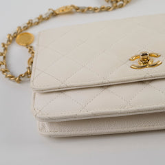 Chanel Caviar Wallet On Chain WOC White/Cream Microchip