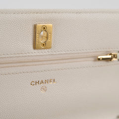 Chanel Caviar Wallet On Chain WOC White/Cream Microchip