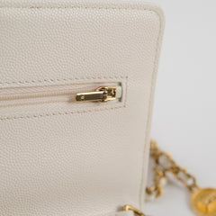Chanel Caviar Wallet On Chain WOC White/Cream Microchip