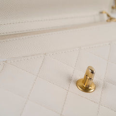 Chanel Caviar Wallet On Chain WOC White/Cream Microchip