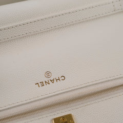 Chanel Caviar Wallet On Chain WOC White/Cream Microchip