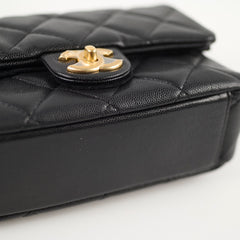 Chanel 22A Mini Flap bag with Gold Coins Double Chain Strap (microchip)