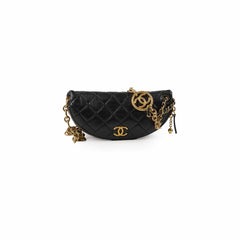 Chanel Lambskin Gold Chain Crossbody Bag Black Microchip