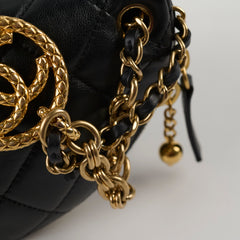 Chanel Lambskin Gold Chain Crossbody Bag Black Microchip