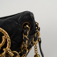 Chanel Lambskin Gold Chain Crossbody Bag Black Microchip