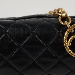 Chanel Lambskin Gold Chain Crossbody Bag Black Microchip