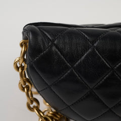 Chanel Lambskin Gold Chain Crossbody Bag Black Microchip