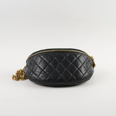 Chanel Lambskin Gold Chain Crossbody Bag Black Microchip